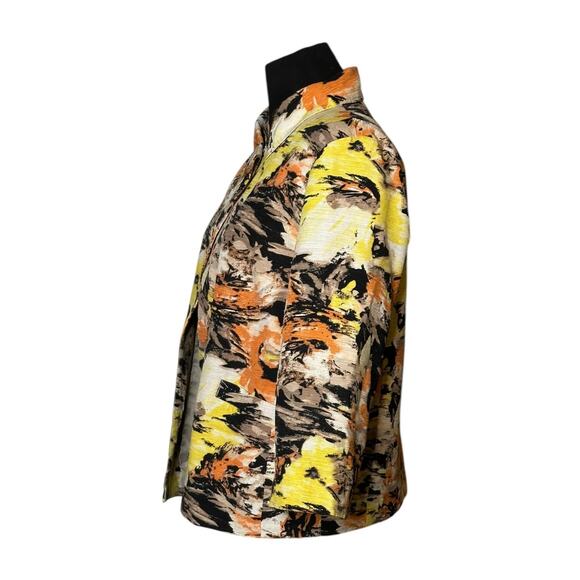 David Brooks vintage orange yellow print silk blazer jacket size Medium - Picture 7 of 16